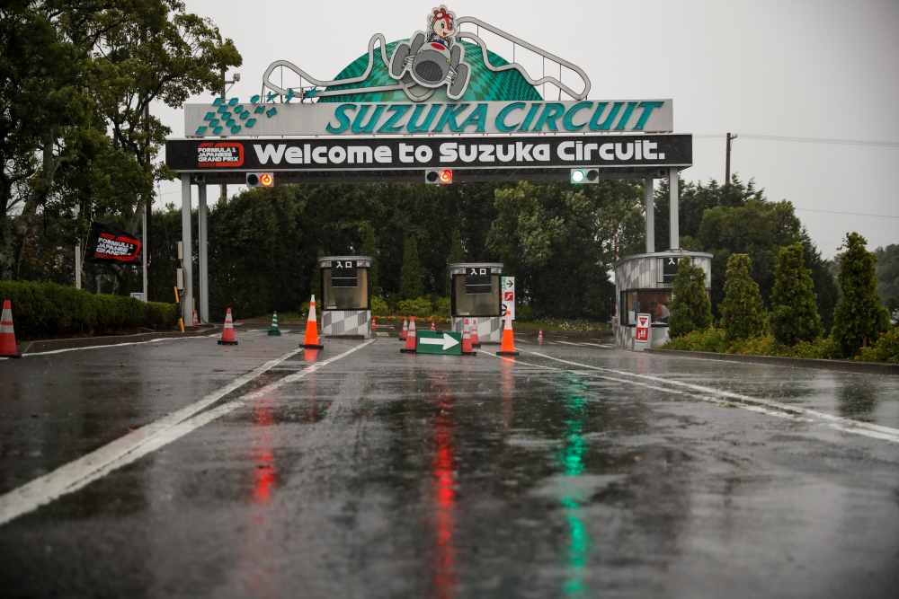 Traffic cones stand in front of a gate of Suzuka Circuit in Suzuka, central Japan October 12, 2019. u00e2u20acu2022 Reuters pic