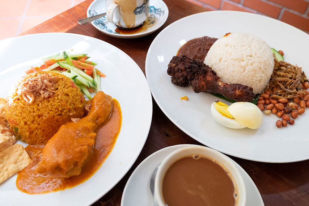 Lunch at the new Toh Soon includes 'nasi tomato' (left) and 'nasi lemak'.