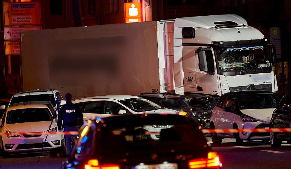 A truck crashes in to cars stopped at a red light in Limburg, Germany October 7, 2019. u00e2u20acu201d AFP pic