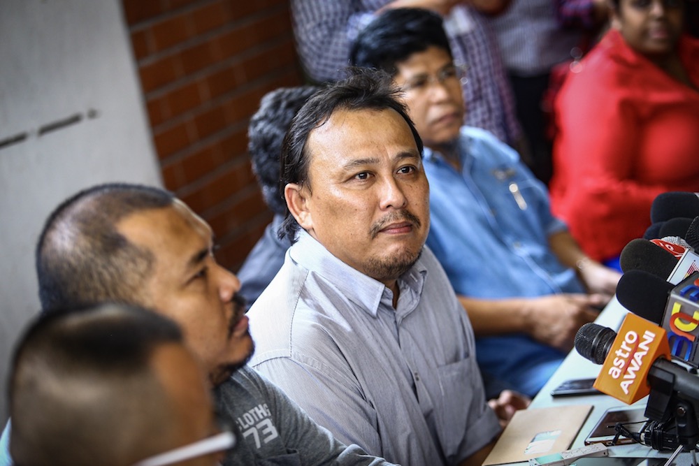 Utusan NUJ president, Mohd Taufek Razak, speaks during a press conference at Utusan Melayu Berhad building in Kuala Lumpur October 9, 2019. u00e2u20acu201d Picture by Hari Anggara