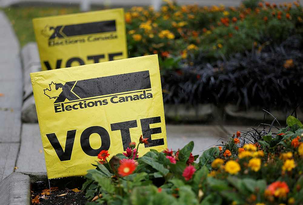Vote signs sit near the Alan Emmott Centre on Election Day in Burnaby, British Columbia, Canada October 21, 2019. u00e2u20acu201d Reuters pic