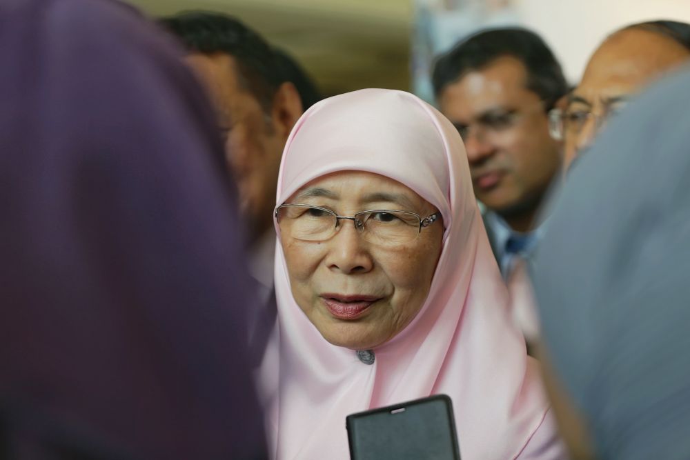 Deputy Prime Minister Datuk Seri Wan Azizah Wan Ismail speaks to reporters after the launch of MyStemi Foundation in Kuala Lumpur October 3, 2019. u00e2u20acu201d Picture by Ahmad Zamzahuri