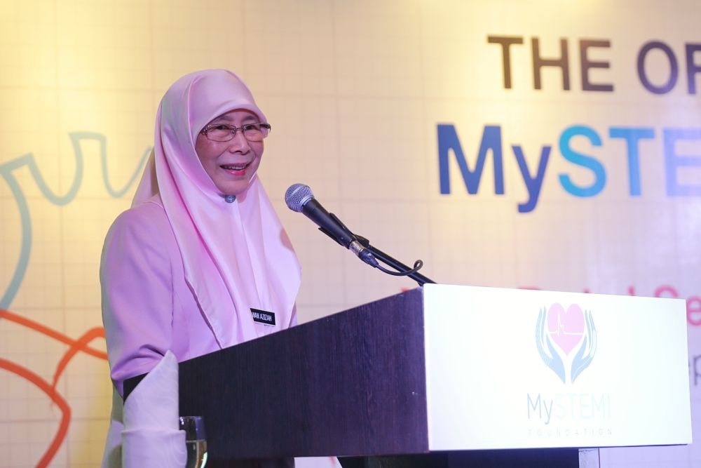 Deputy Prime Minister Datuk Seri Wan Azizah Wan Ismail speaks during the launch of MyStemi Foundation in Kuala Lumpur October 3, 2019. u00e2u20acu201d Picture by Ahmad Zamzahuri