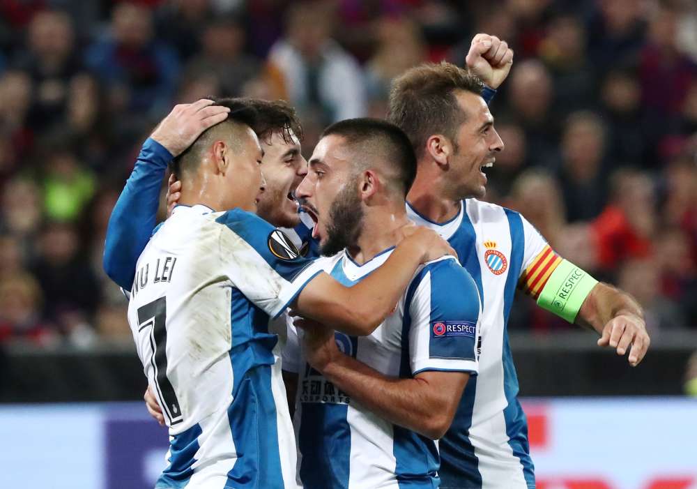 Espanyol's Wu Lei celebrates after scoring the first goal against CSKA Moscow, October 4, 2019. u00e2u20acu2022 Reuters pic