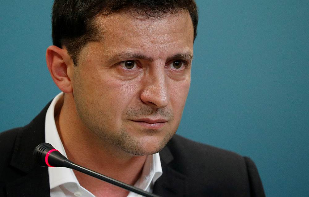 Ukrainian President Volodymyr Zelenskiy reacts during a news conference in Kiev, Ukraine October 1, 2019. u00e2u20acu201d Reuters pic
