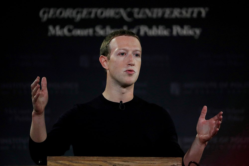 Facebook Chairman and CEO Mark Zuckerberg addresses the audience at a forum in Washington October 17, 2019. u00e2u20acu201d Reuters pic 