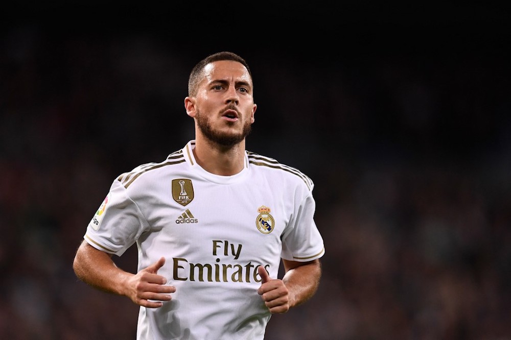 Real Madridu00e2u20acu2122s Eden Hazard runs during the La Liga match with Real Betis at Santiago Bernabeu in Madrid November 2, 2019. u00e2u20acu201d AFP pic
