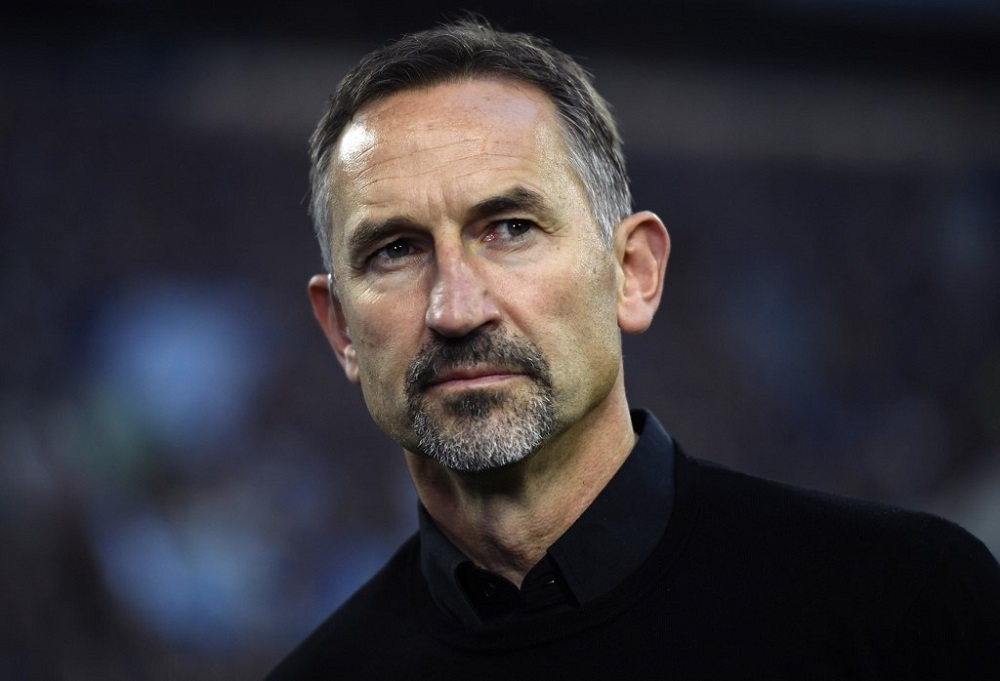 Then-Cologne's German coach Achim Beierlorzer gives an interview before the German first division Bundesliga football match between FC Schalke 04 and FC Cologne in Gelsenkirchen, western Germany October 5, 2019. u00e2u20acu201d AFP pic