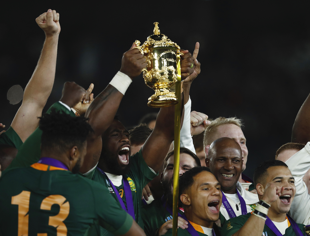 South Africa's Siya Kolisi celebrates with the Webb Ellis trophy after winning the World Cup Final in Yokohama November 2, 2019. u00e2u20acu201d Reuters pic 