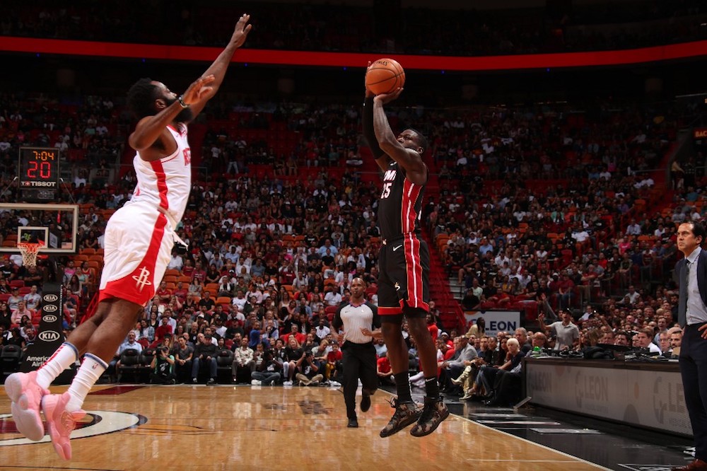 Kendrick Nunn of the Miami Heat shoots the ball against the Houston Rockets at American Airlines Arena in Miami November 3, 2019. u00e2u20acu201d AFP pic