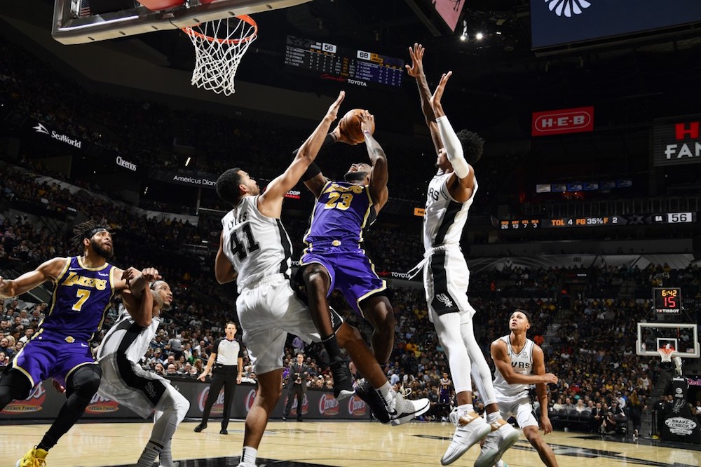 LeBron James #of the Los Angeles Lakers shoots the ball against the San Antonio Spurs at the AT&T Centre in San Antonio, Texas November 3, 2019. u00e2u20acu201d AFP pic