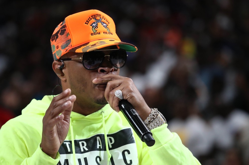 Rapper T.I. performs during week nine of the BIG3 three on three basketball league at American Airlines Centre in Dallas August 17, 2019. u00e2u20acu201d Ronald Martinez/BIG3 handout via Getty Images/AFP