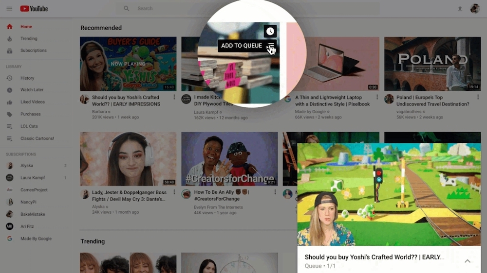 A glimpse of the new YouTube homepage u00e2u20acu201d Picture courtesy of Google