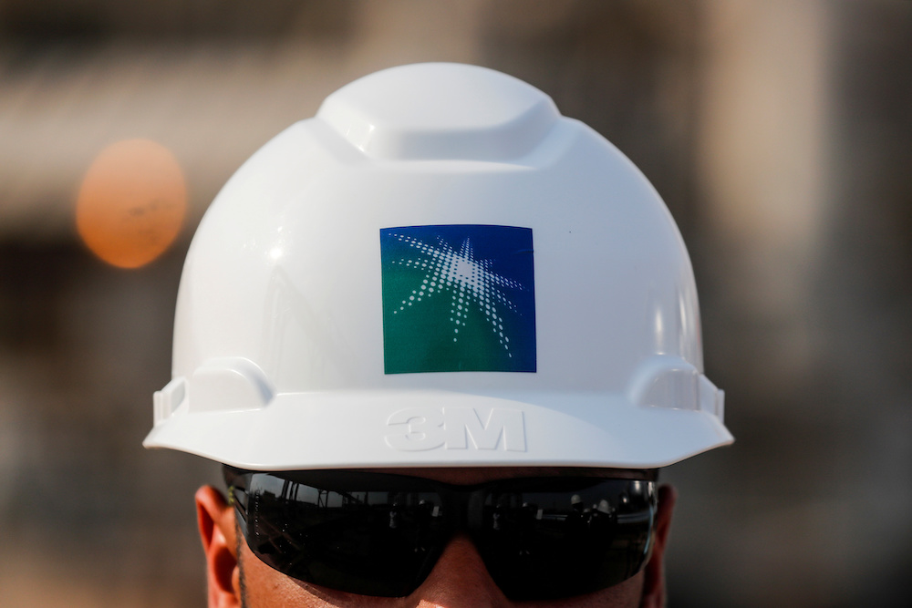 An employee in a branded helmet is pictured at Saudi Aramco oil facility in Abqaiq, Saudi Arabia October 12, 2019. u00e2u20acu201d Reuters pic