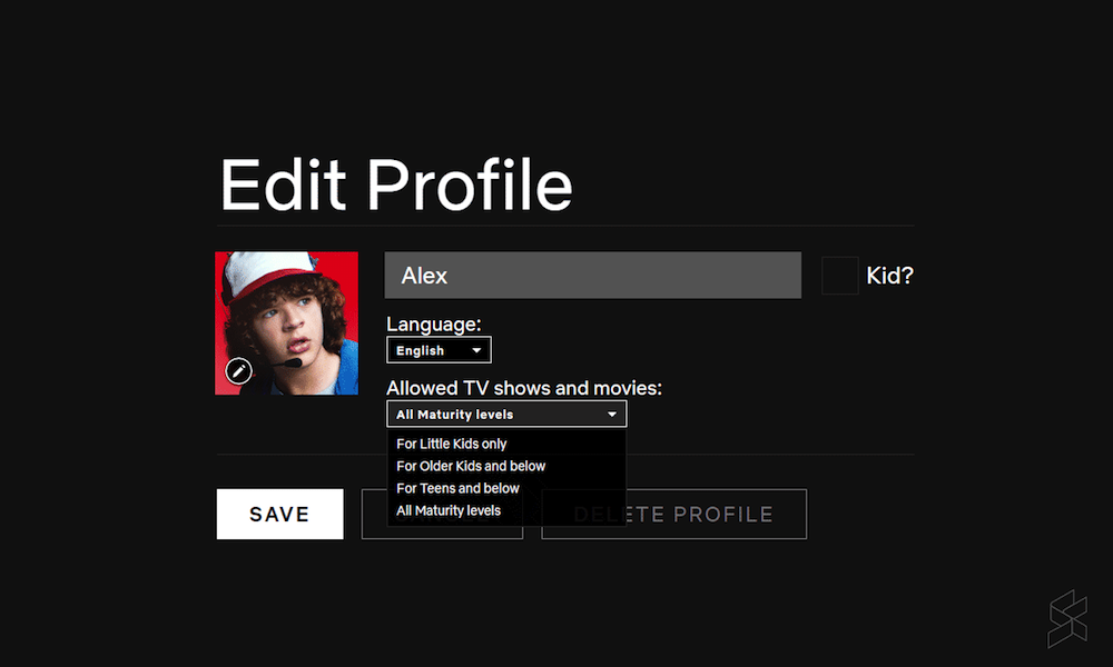 Netflix’s first layer of parental controls.