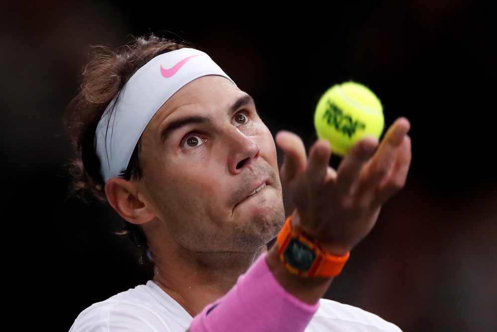 Rafael Nadal in action during his round of 16 match against Stan Wawrinka during the Paris Masters at AccorHotels Arena, Paris October 31, 2019. u00e2u20acu201d Reuters pic