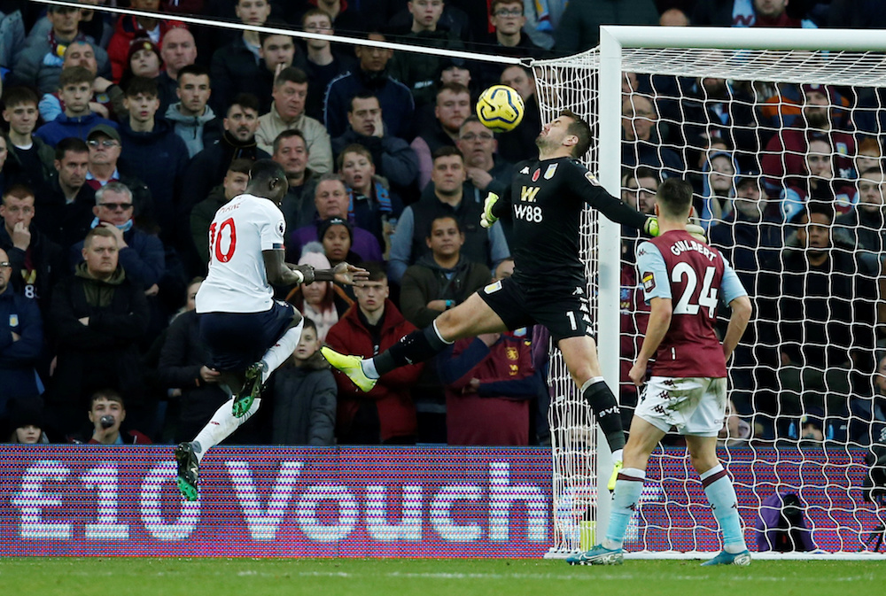 Liverpoolu00e2u20acu2122s Sadio Mane in action with Aston Villau00e2u20acu2122s Tom Heaton the Premier League at Villa Park in Birmingham November 2, 2019. u00e2u20acu201d Reuters pic