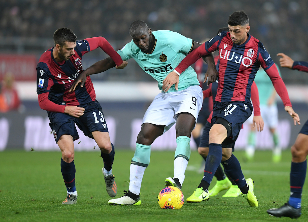 Inter Milanu00e2u20acu2122s Romelu Lukaku in action during the Serie A match with Bologna at Stadio Renato Dallu00e2u20acu2122Ara in Bologna November 2, 2019. u00e2u20acu201d Reuters pic