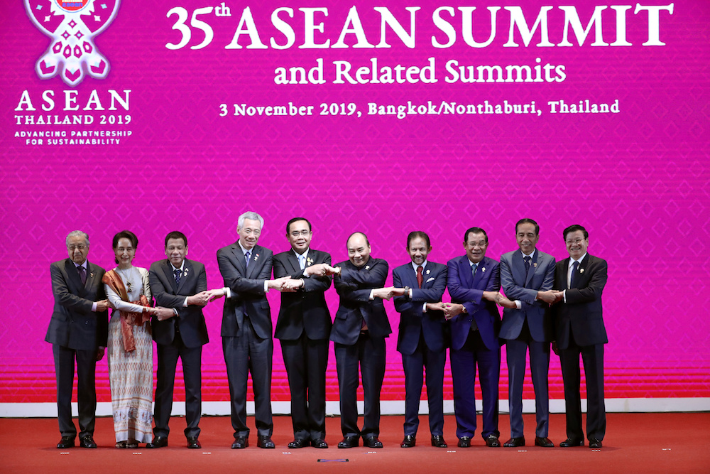 Leaders of the Association of Southeast Asian Nations shake hands at the Opening Ceremony of the 35th Asean Summit in Bangkok November 3, 2019. u00e2u20acu201d Reuters pic