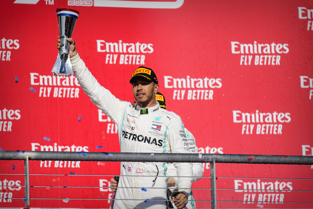 Mercedes driver Lewis Hamilton of Great Britain celebrates winning his sixth world championship after the United States Grand Prix at Circuit of the Americas in Austin November 3, 2019. u00e2u20acu201d Jerome Miron-USA TODAY Sports pic via Reuters