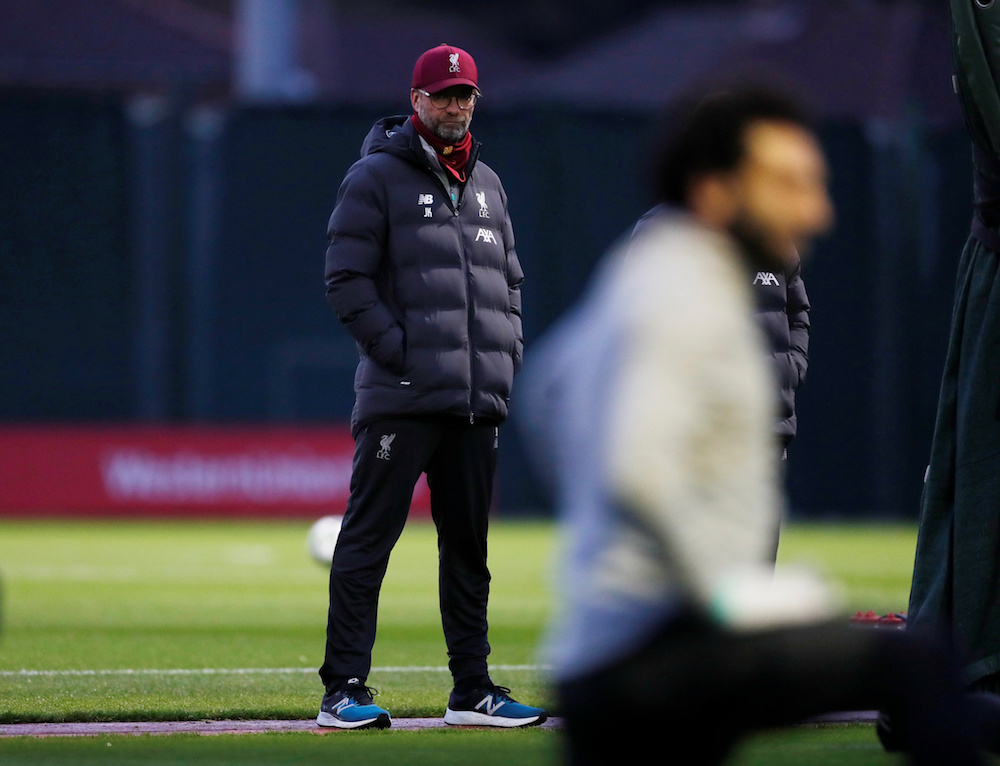 Liverpool manager Jurgen Klopp during training at Melwood in Liverpool November 4, 2019. u00e2u20acu201d Action Images pic via Reuters