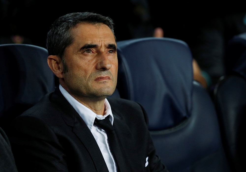 Barcelona coach Ernesto Valverde during the match against Slavia Prague at Camp Nou in Barcelona November 5, 2019. u00e2u20acu201d Reuters pic