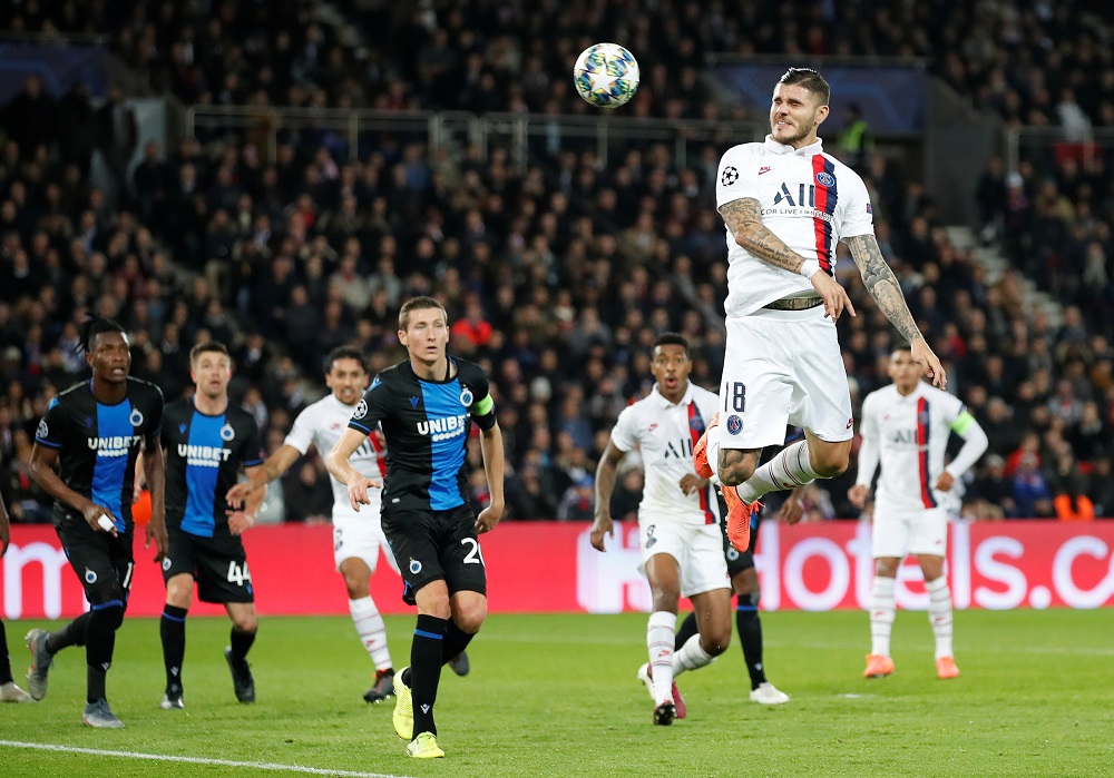 Paris St Germain's Mauro Icardi in action during the match against Club Brugge at the Parc des Princes Stadium in Paris November 6, 2019. u00e2u20acu201d Reuters pic