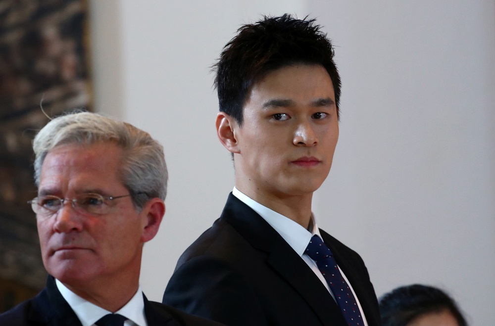Chinese swimmer Sun Yang attends a public hearing of the Court of Arbitration for Sport for the appeal filed by the World Anti-Doping Agency against him and the Federation Internationale de Natation in Montreux, Switzerland November 15, 2019. u00e2u20acu201d Reuters 