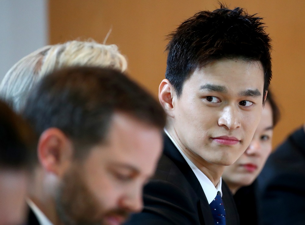 Chinese swimmer Sun Yang attends a public hearing of the Court of Arbitration for Sport for the appeal filed against him in Montreux, Switzerland November 15, 2019. u00e2u20acu201d Reuters pic