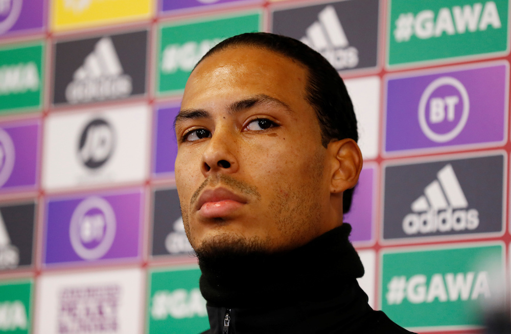 Netherlandsu00e2u20acu2122 Virgil van Dijk during the Euro 2020 Qualifier press conference at Windsor Park in Belfast, Northern Ireland November 15, 2019. u00e2u20acu201d Action Images pic via Reuters