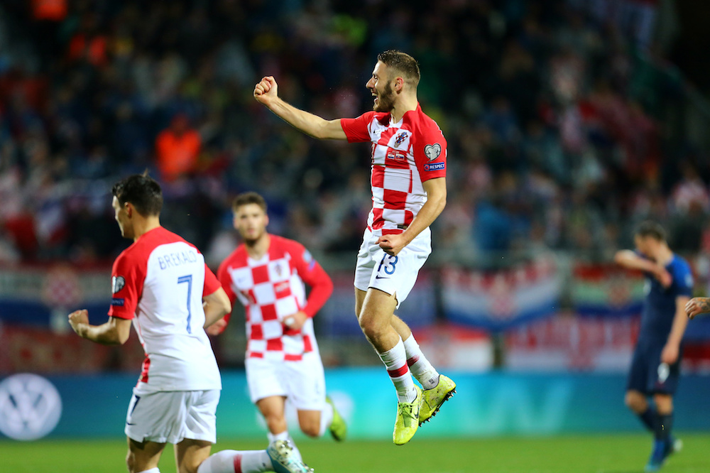 Croatiau00e2u20acu2122s Nikola Vlasic celebrates scoring their first goal during the Euro 2020 Qualifier Group E match with Slovakia at HNK Rijeka Stadium in Rijeka November 16, 2019. u00e2u20acu201d Reuters pic