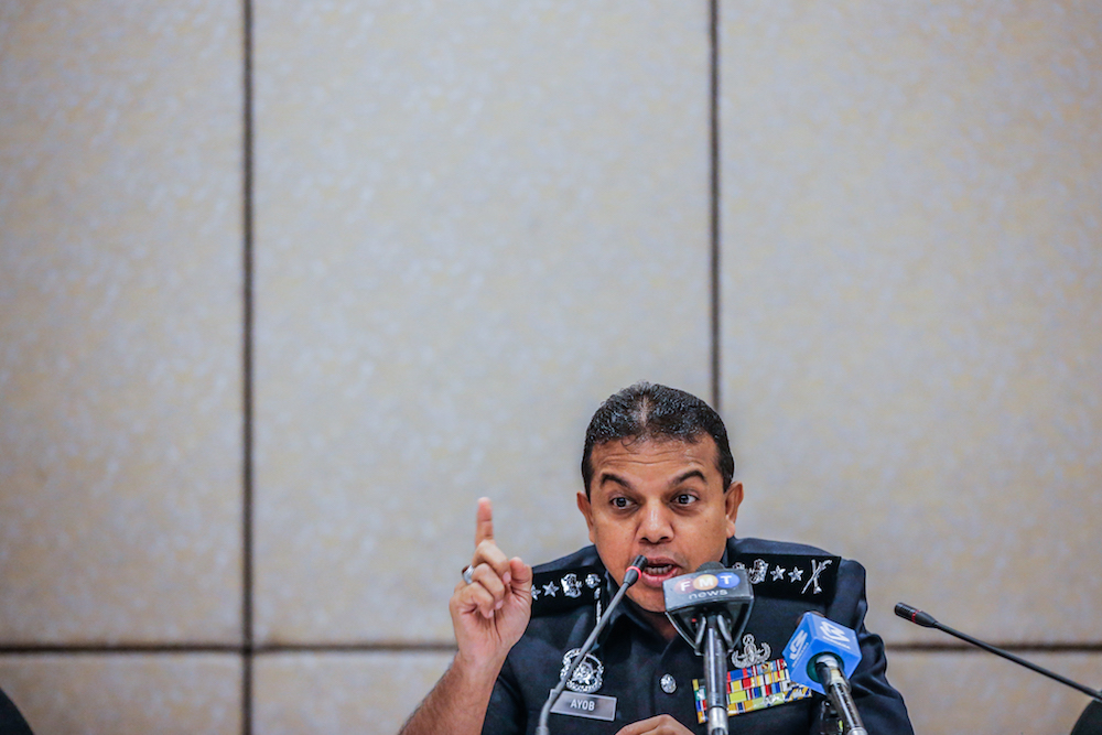Bukit Aman Special Branch Counter Terrorism Division (E8) principal assistant director Datuk Ayob Khan Mydin Pitchay holds a press conference after speaking at IFCTF 2019 in Kuala Lumpur November 5, 2019. u00e2u20acu201d Picture by Hari Anggara