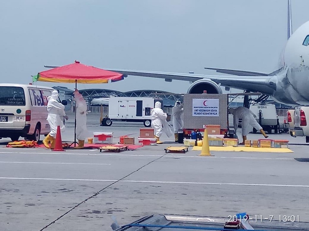 A team from the Fire and Rescue Department Hazardous Materials Management Unit has been deployed at the location. u00e2u20acu201d Picture via Twitter/BernamaTV