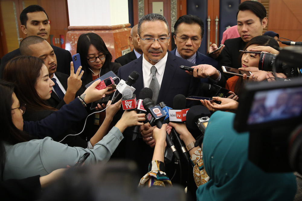 Sembrong MP Datuk Seri Hishammuddin Hussein is pictured in Parliament November 18, 2019. u00e2u20acu201d Picture by Yusof Mat Isa