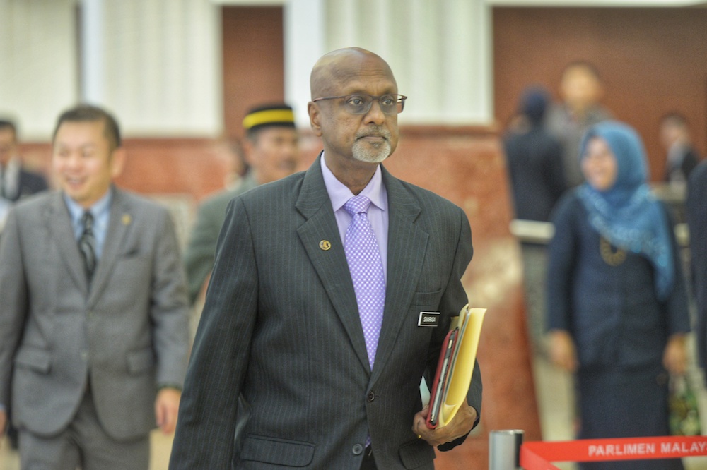 Deputy Rural Development Minister, Sivarasa Rasiah, arrives in Parliament November 20, 2019. u00e2u20acu201d Picture by Shafwan Zaidon