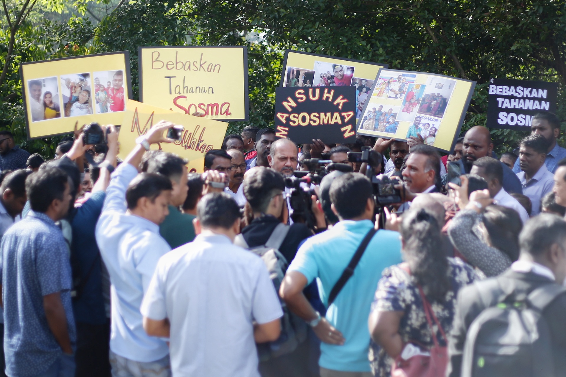 Family members of LTTE-linked suspects gather at the Parliament entrance to submit a memorandum to Parliament Speaker Tan Sri Datuk Mohamad Ariff Mat Yusof in Kuala Lumpur November 21,2019. u00e2u20acu201d Picture by Ahmad Zamzahuri