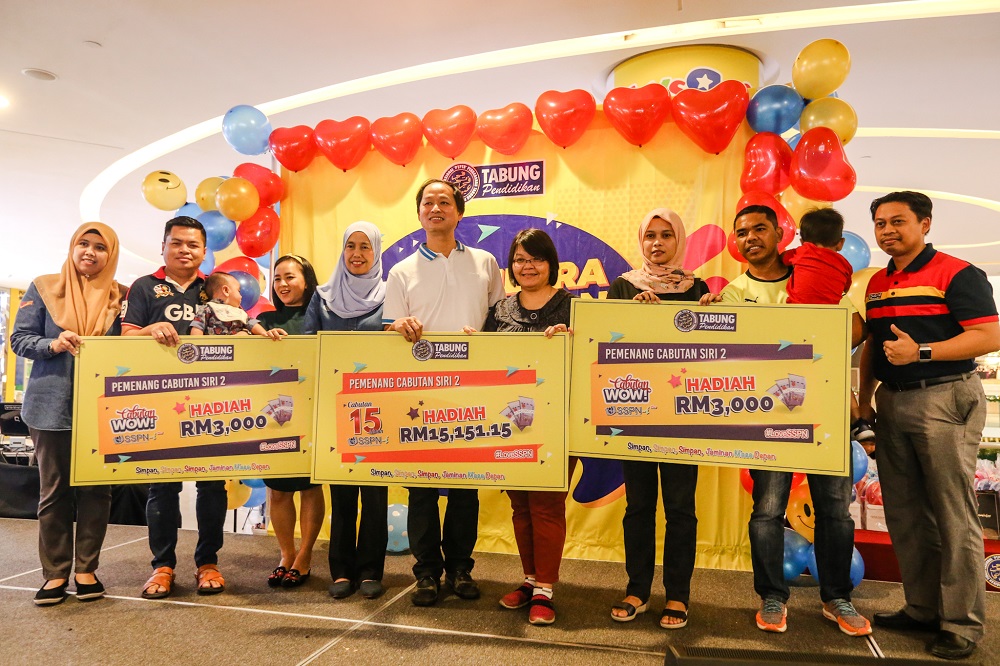 The winners pose for a group photo after the prize-giving ceremony during the Hari Mesra Pelanggan PTPTN event in Kuala Lumpur November 23, 2019. u00e2u20acu201d Picture by Firdaus Latif