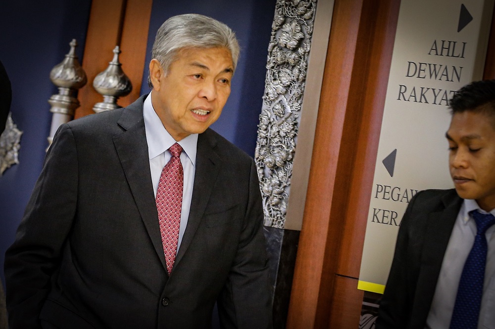 Bagan Datuk MP Datuk Seri Ahmad Zahid Hamidi is pictured at the Parliament lobby in Kuala Lumpur November 25, 2019. u00e2u20acu201d Picture by Hari Anggara