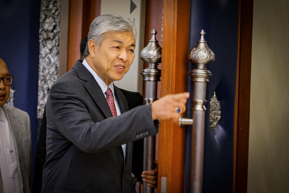 Bagan Datuk MP Datuk Seri Ahmad Zahid Hamidi is pictured at the Parliament lobby in Kuala Lumpur November 25, 2019. u00e2u20acu201d Picture by Hari Anggara