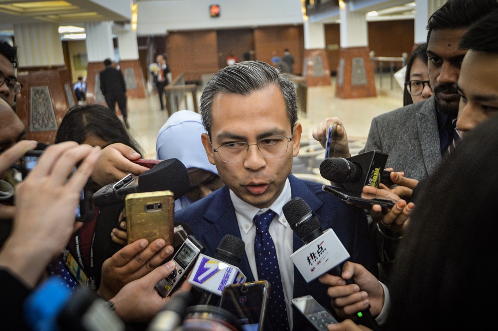 Lembah Pantai MP Fahmi Fadzil speaks to reporters at the Parliament lobby in Kuala Lumpur November 25, 2019. u00e2u20acu201d Picture by Hari Anggara