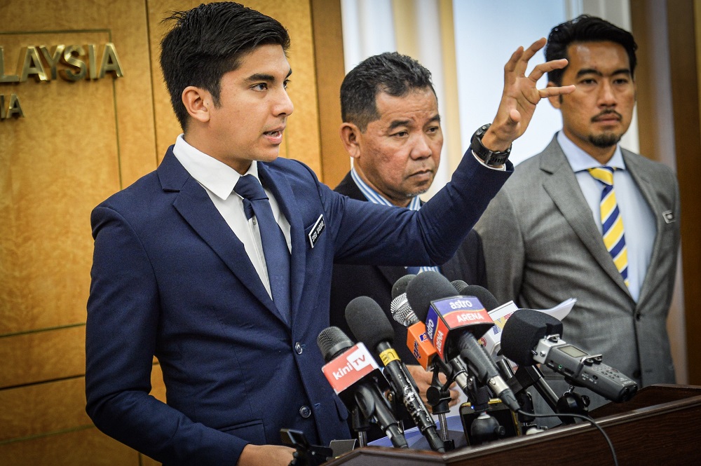 Youth and Sports Minister Syed Saddiq Syed Abdul Rahman speaks to reporters at the Parliament lobby in Kuala Lumpur November 25, 2019. u00e2u20acu201d Picture by Hari Anggara