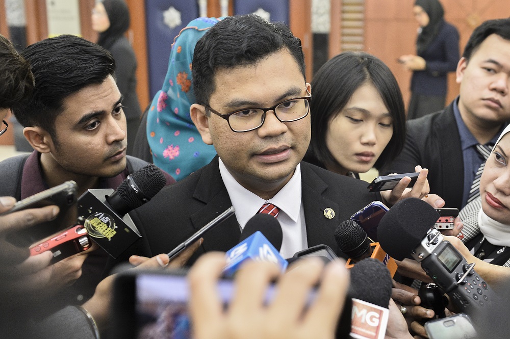 Johor Baru MP Akmal Nasrullah Mohd Nasir speaks to reporters at the Parliament lobby in Kuala Lumpur November 26, 2019. u00e2u20acu201d Picture by Miera Zulyana
