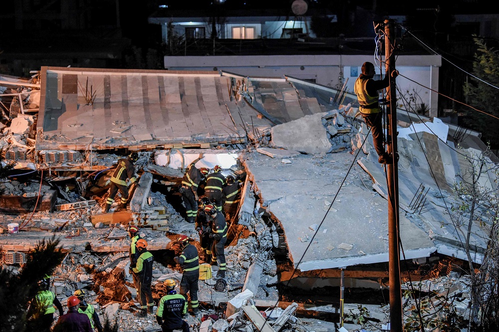 Italian search and rescue team search for six members of Lala family stuck under the rubble of a collapsed building in the town of Durres on November 27, 2019 in Durres, after an earthquake hit Albania. u00e2u20acu2022 AFP pic 