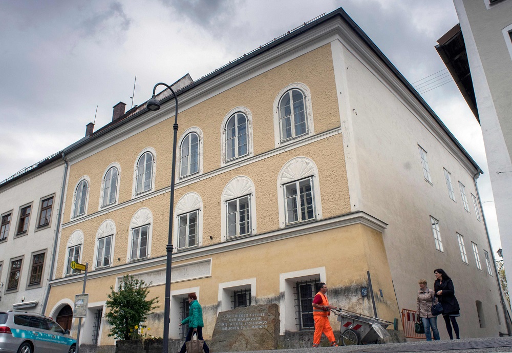 In this file photo taken on April 17, 2015, a memorial stone stands outside the house where Adolf Hitler was born in Braunau Am Inn, Austria. u00e2u20acu201d AFP pic 