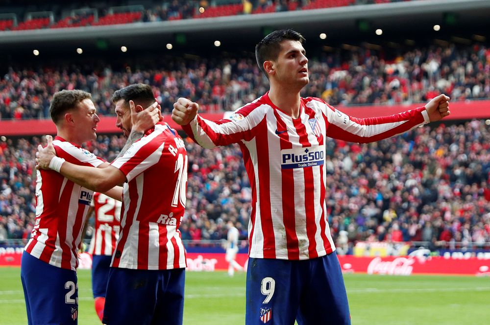 Atletico Madridu00e2u20acu2122s Alvaro Morata celebrates scoring their second goal against Espanyol during their La Liga match in Wanda Metropolitano, Madrid, Spain, November 10, 2019. u00e2u20acu201d Reuters pic