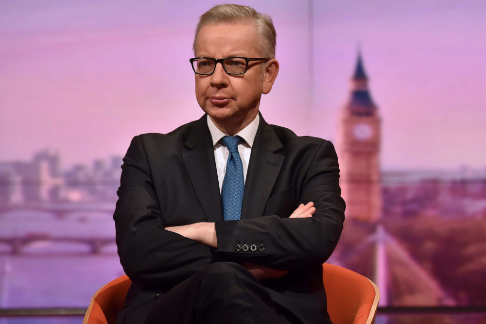 Britainu00e2u20acu2122s Chancellor of the Duchy of Lancaster Michael Gove appears on the BBC political programme u00e2u20acu02dcThe Andrew Marr Showu00e2u20acu2122 in London November 24, 2019. u00e2u20acu201d  Jeff Overs/BBC handout pic via AFP  