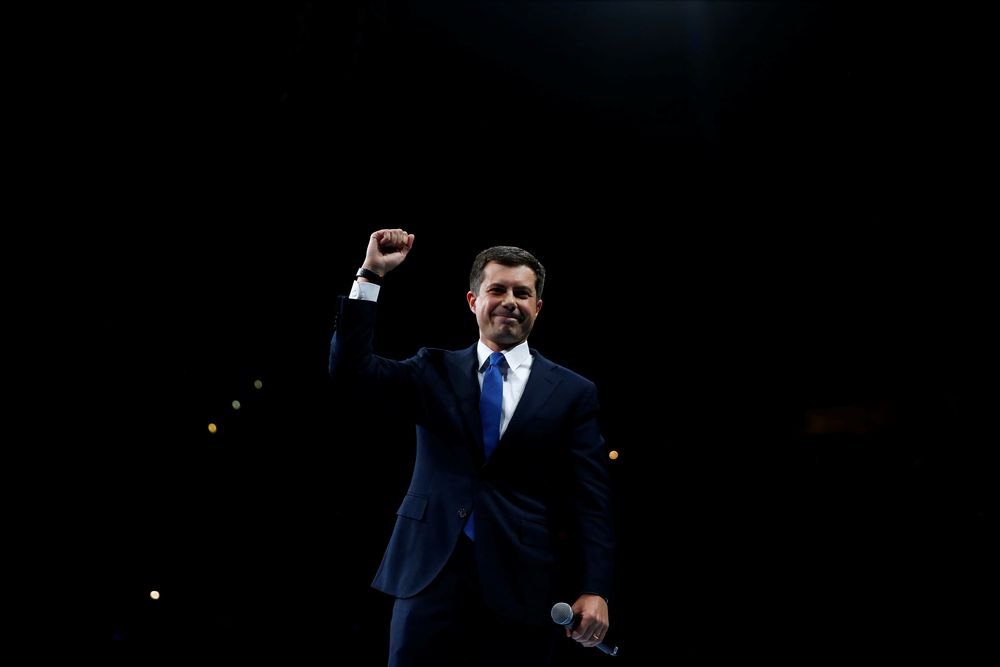 Democratic 2020 US presidential candidate Mayor Pete Buttigieg speaks at a Democratic Party fundraising dinner, the Liberty and Justice Celebration, in Des Moines, Iowa, US November 1, 2019. u00e2u20acu201d Reuters pic