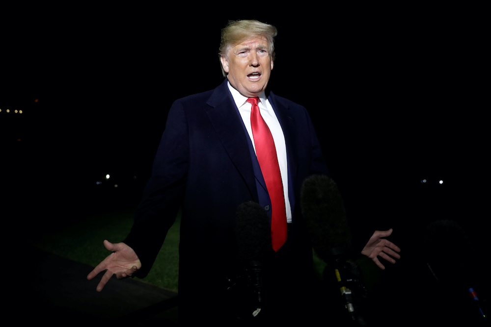 US President Donald Trump speaks to the media on the South Lawn of the White House in Washington, US, before his departure to New York, November 2, 2019. u00e2u20acu201d Reuters picnn