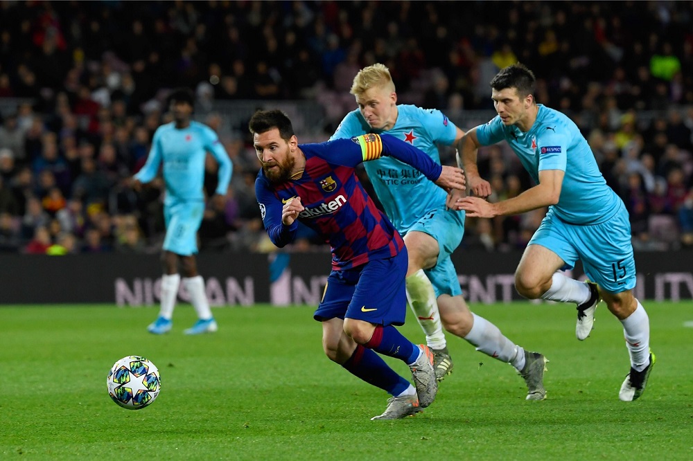 Barcelona's Argentine forward Lionel Messi runs for the ball during the match against SK Slavia Prague at the Camp Nou stadium in Barcelona November 5, 2019. u00e2u20acu201d AFP pic