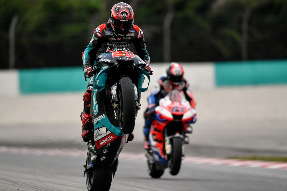 Petronas Yamaha rider Fabio Quartararo in action at the Malaysian MotoGP practice in Sepang November 1, 2019. u00e2u20acu2022 Bernama pic